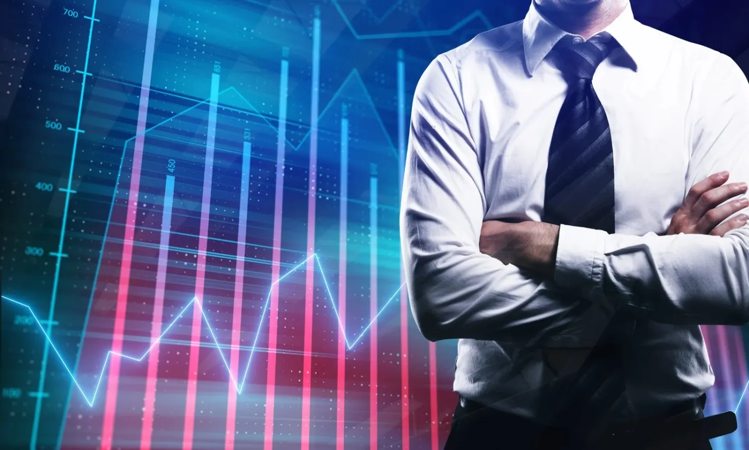 Blue Red Bold Modern Corporate Stock Trade Finance Logo